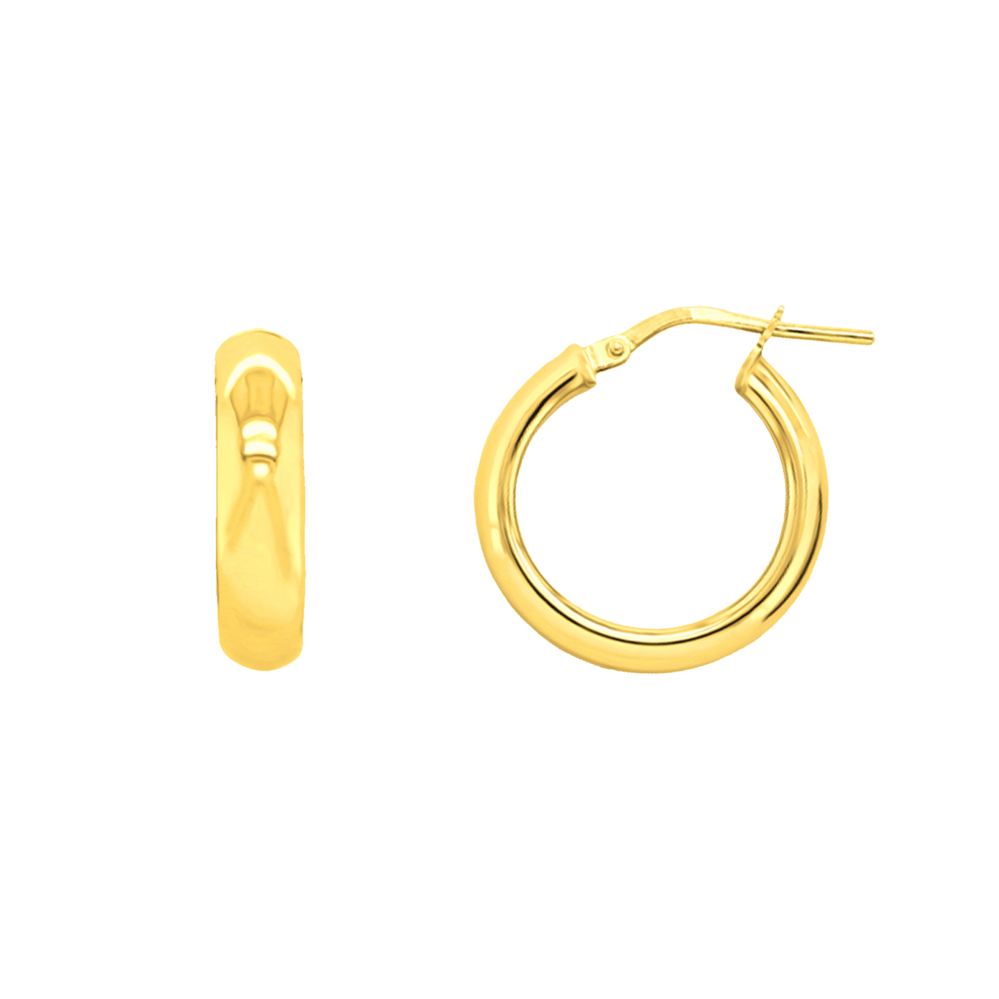 Stellari Gold 5mm Wide 20mm Hoop Earrings in Gold-Bonded Silver