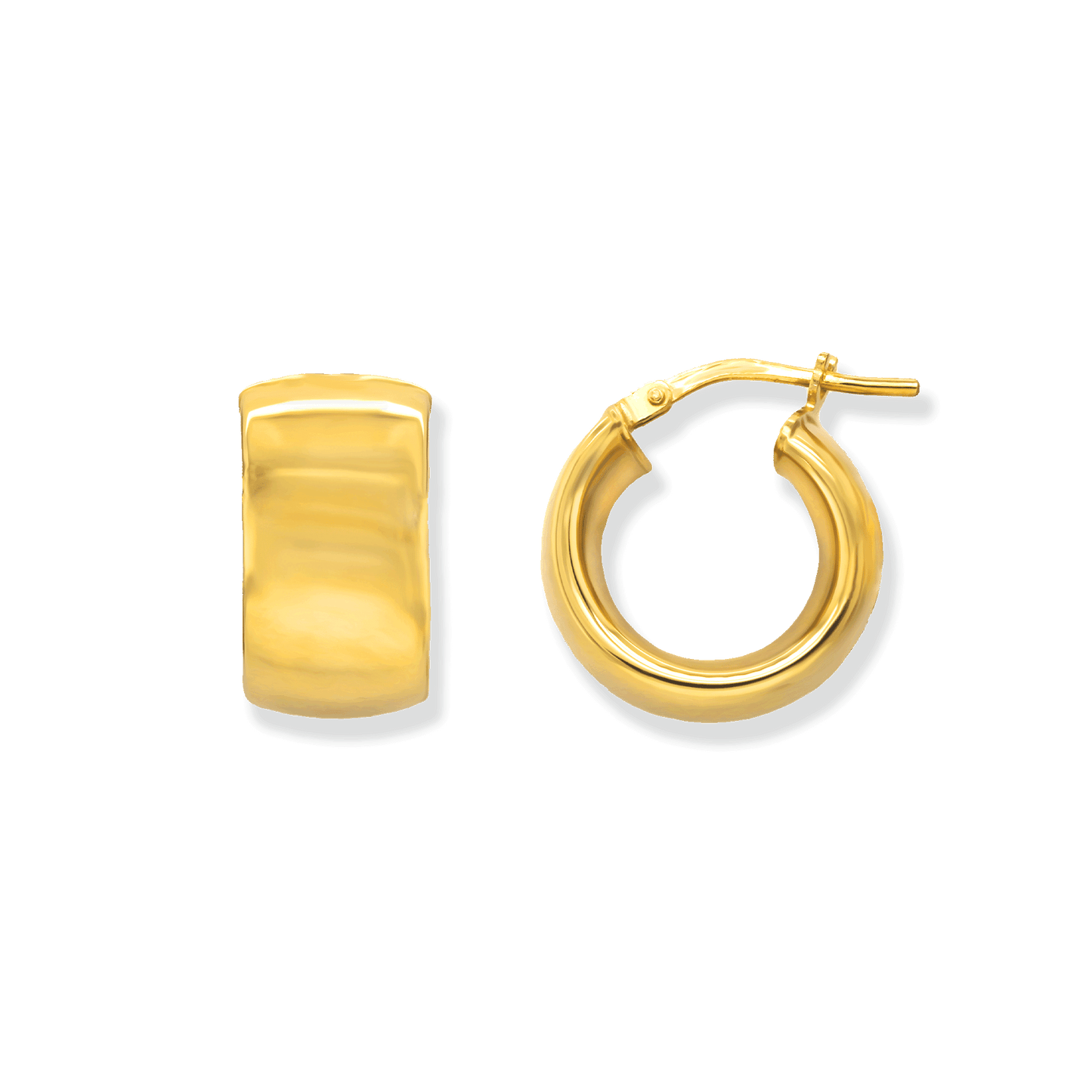 Stellari Gold 9mm Wide Huggie Earrings in Gold-Bonded Sterling Silver