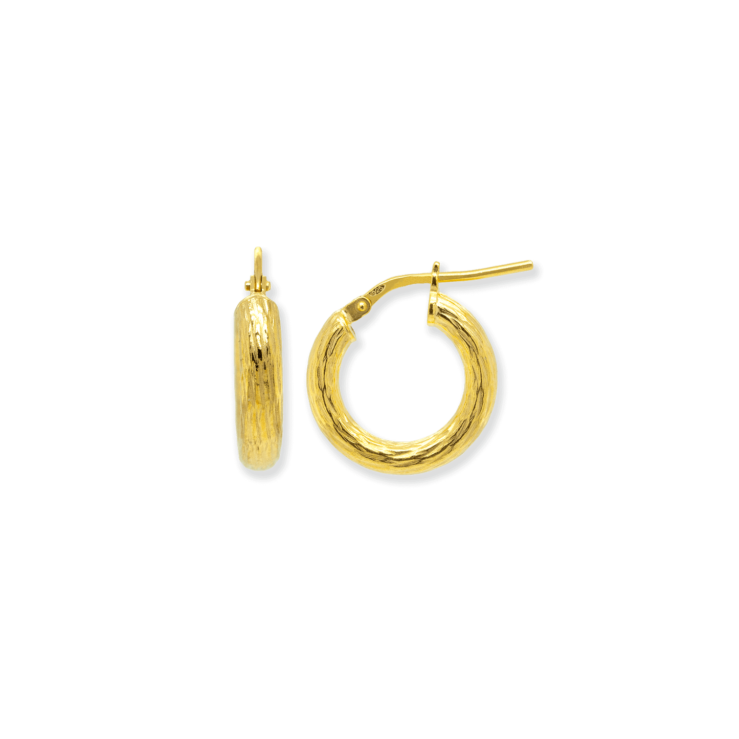 Stellari Gold Diamond-Cut 3x15mm Hoop Earrings