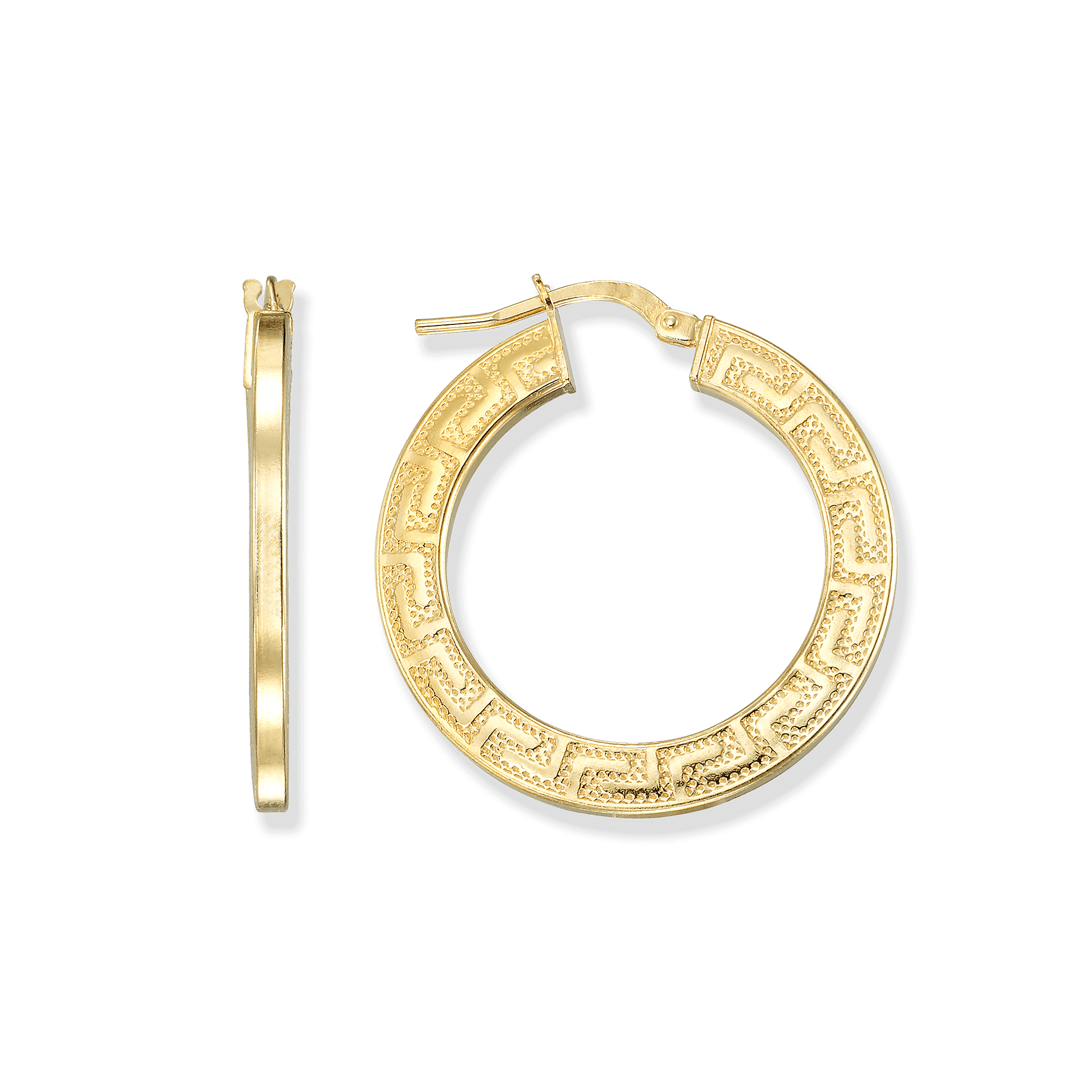 Stellari Gold Greek Key Disc Hoops