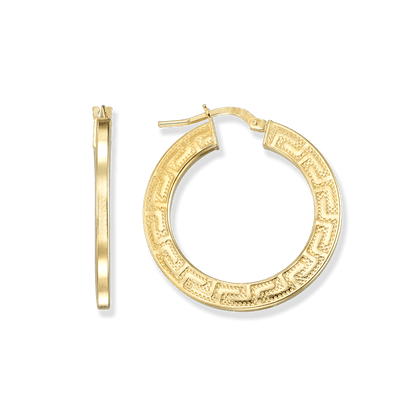 Stellari Gold Greek Key Disc Hoops