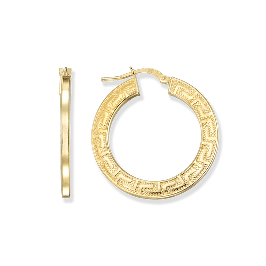 Stellari Gold Greek Key Disc Hoops
