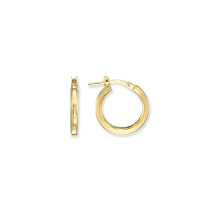 Stellari Gold Square Tube Hoops, 16mm