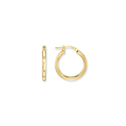 Stellari Gold Square Tube Hoops, 20mm