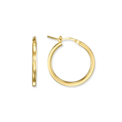 Stellari Gold Square Tube Hoops, 25mm