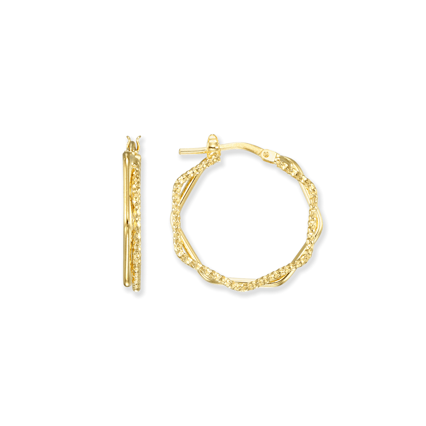 Stellari Gold Dual Textured Hexagon Hoops
