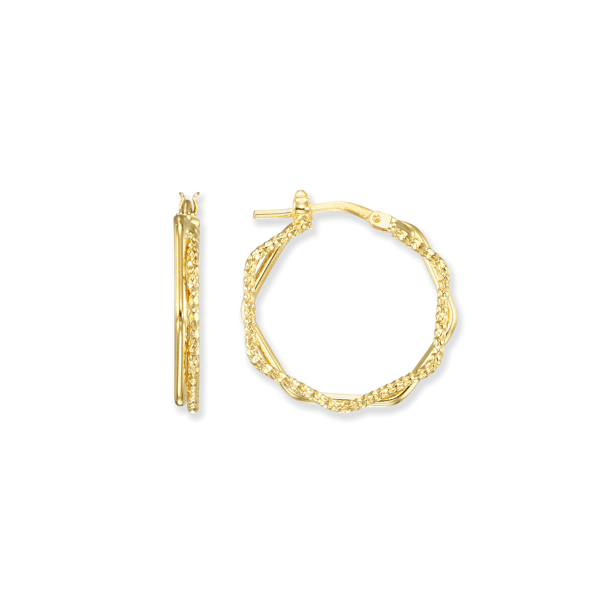 Stellari Gold Dual Textured Hexagon Hoops