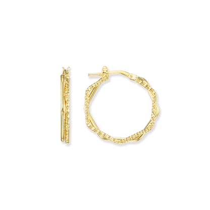 Stellari Gold Dual Textured Hexagon Hoops