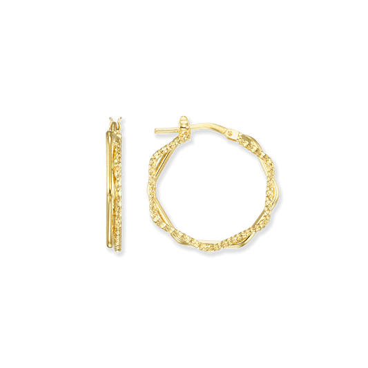 Stellari Gold Dual Textured Hexagon Hoops