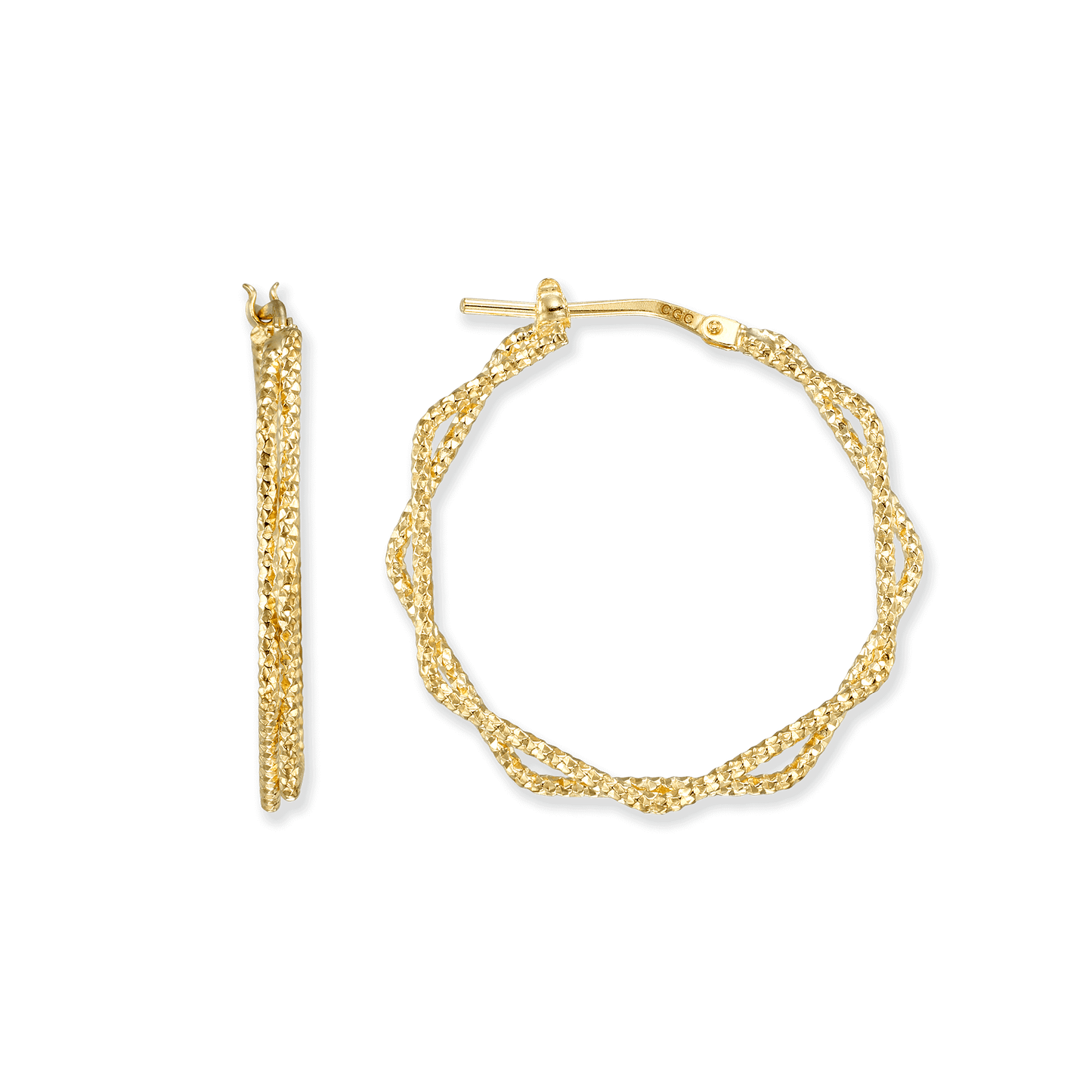 Stellari Gold Textured Hexagon Hoops