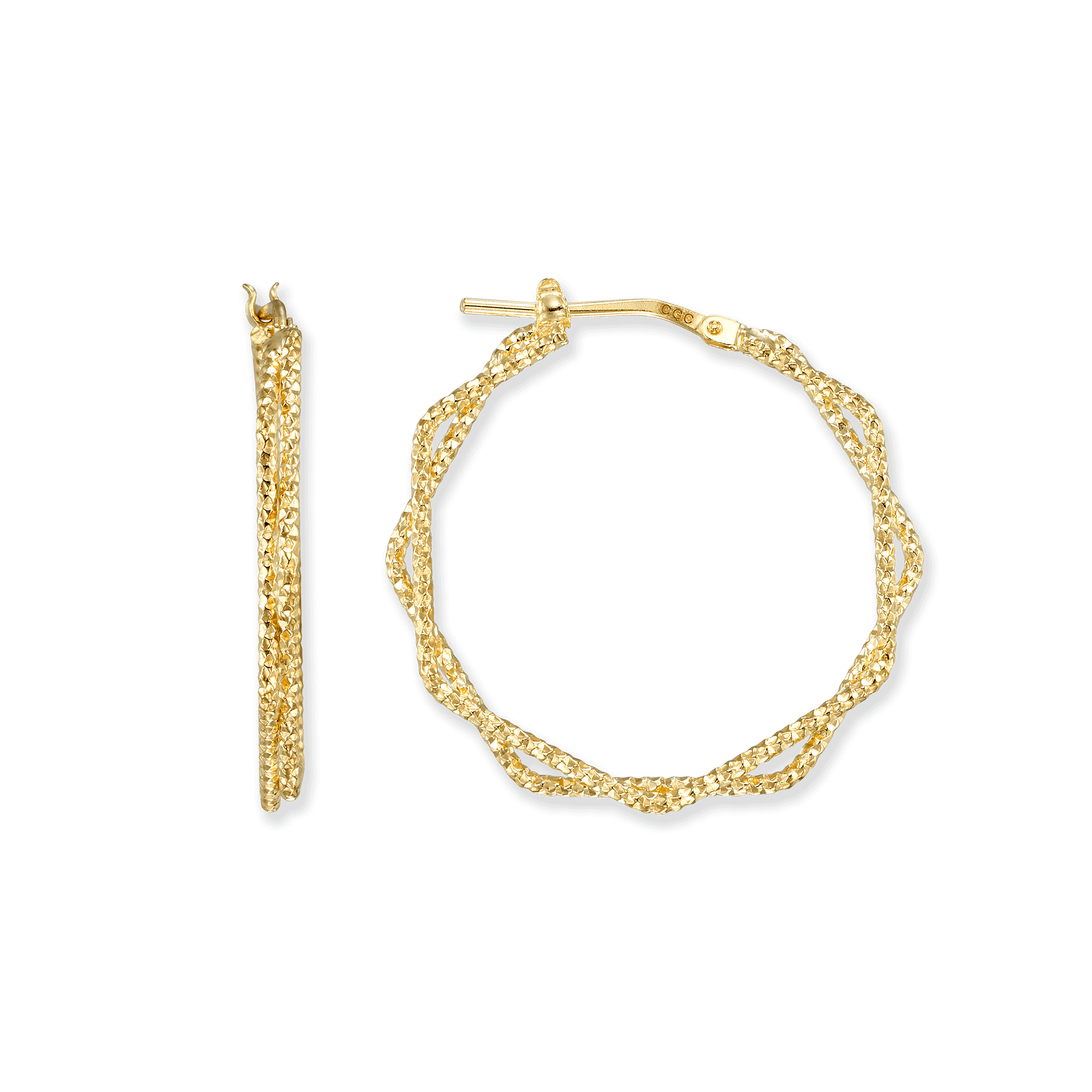 Stellari Gold Textured Hexagon Hoops