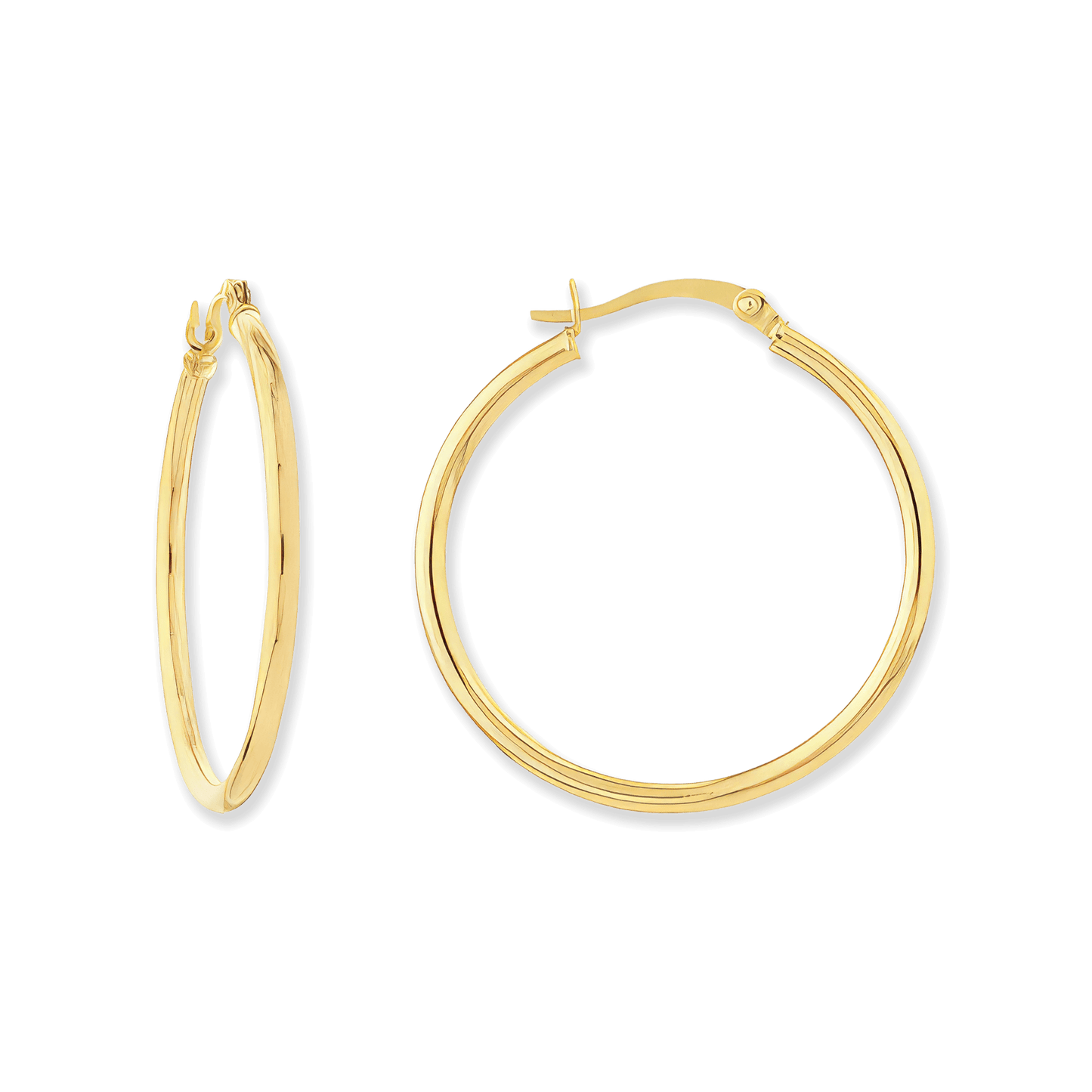 Stellari Gold 2x30mm Hoop Earrings