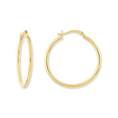 Stellari Gold 2x30mm Hoop Earrings