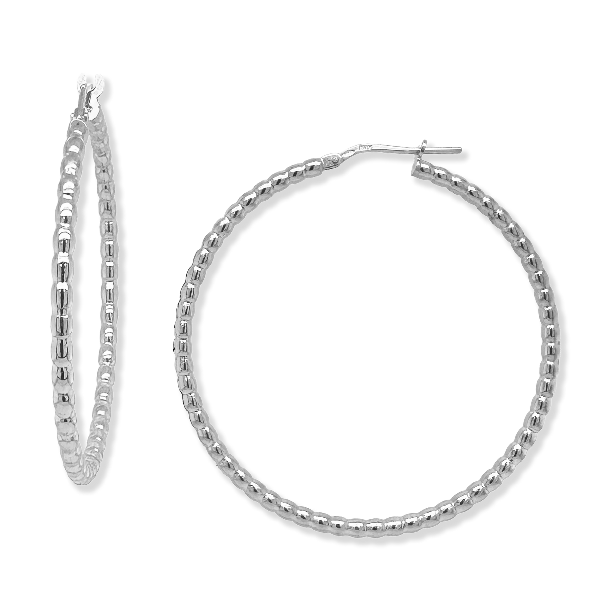 Beaded Tube Hoop Earrings, 45mm