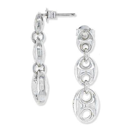 Made in Italy Sterling Silver Puffed Mariner Link Post Earrings