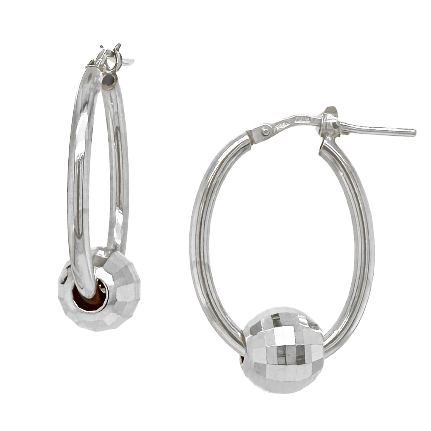 Franco Stellari Disco Ball Hoop Earrings