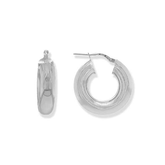 Franco Stellari Sterling Silver Oversized Huggie Hoop Earrings