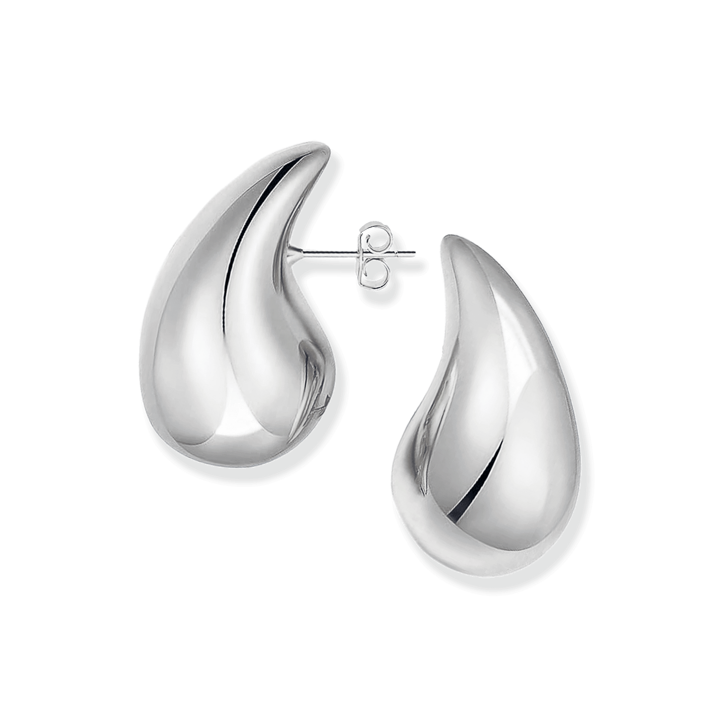 Franco Stellari 20.5mm Teardrop Post Earrings in Sterling Silver, Made in Italy