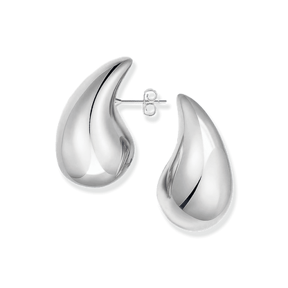 Franco Stellari 20.5mm Teardrop Post Earrings in Sterling Silver, Made in Italy