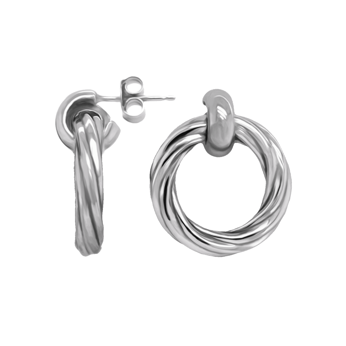 Franco Stellari Lined Doorknocker Earrings in Sterling Silver