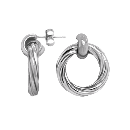 Franco Stellari Lined Doorknocker Earrings in Sterling Silver