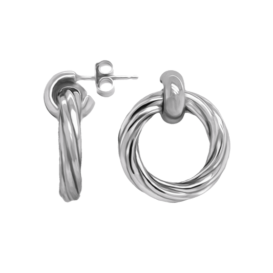 Franco Stellari Lined Doorknocker Earrings in Sterling Silver