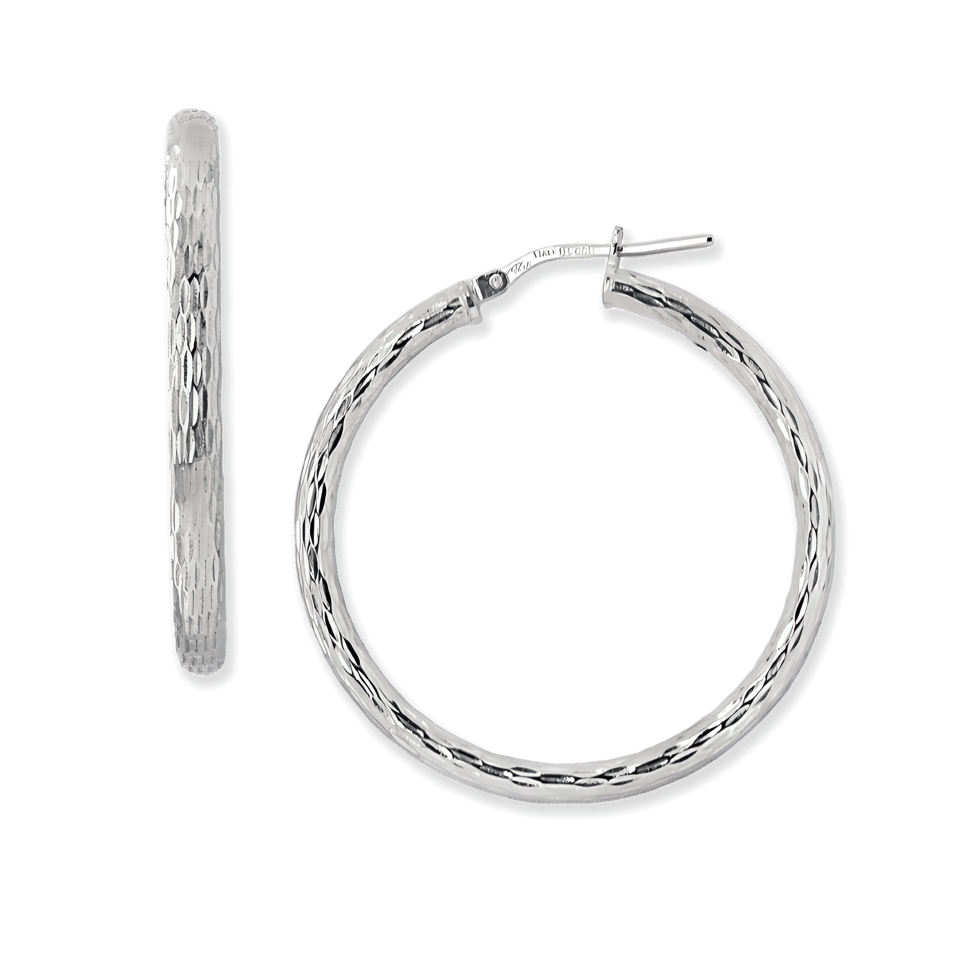 Franco Stellari Full Diamond Cut Hoops 3x35mm