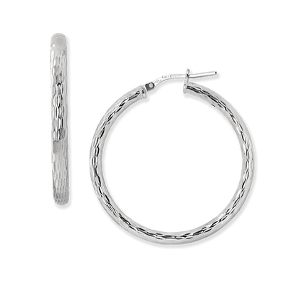 Franco Stellari Full Diamond Cut Hoops 3x35mm