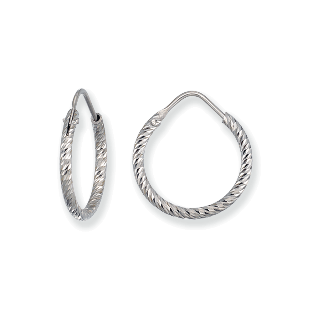 Franco Stellari Italian Sterling Silver Diamond Cut 25mm Endless Hoop Earrings