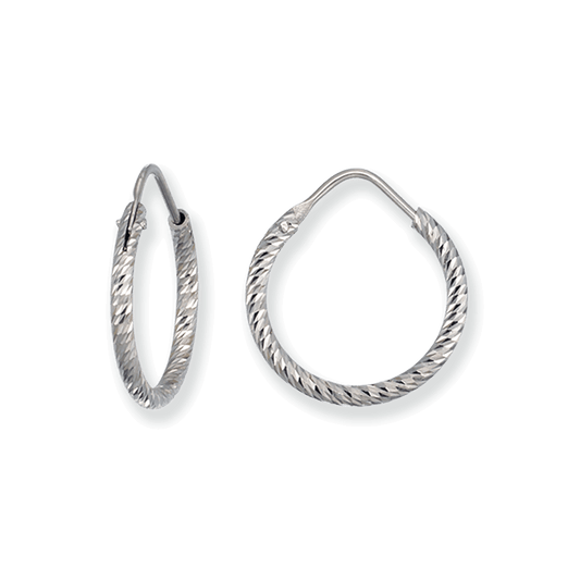 Franco Stellari Italian Sterling Silver Diamond Cut 25mm Endless Hoop Earrings