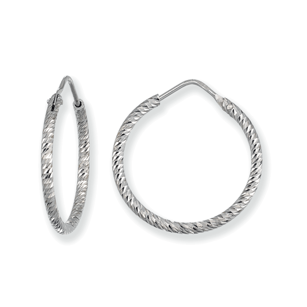 Franco Stellari Italian Sterling Silver Diamond Cut 30mm Endless Hoop Earrings