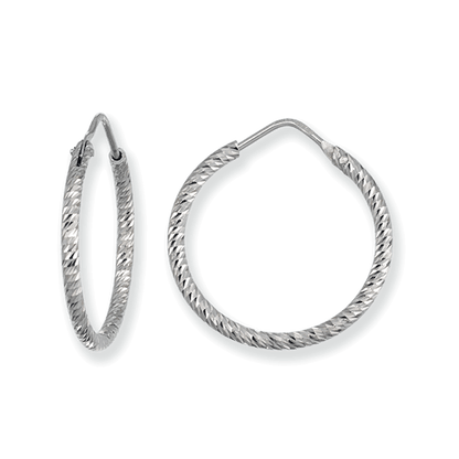 Franco Stellari Italian Sterling Silver Diamond Cut 30mm Endless Hoop Earrings