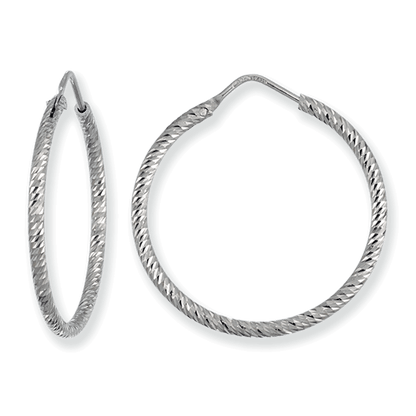 Franco Stellari Italian Sterling Silver Diamond Cut 35mm Endless Hoop Earrings