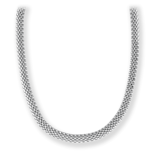 Made in Italy mesh checkerboard necklace in sterling silver