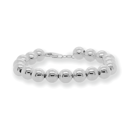 Sterling Silver Polished 10mm Bead Bracelet 8"