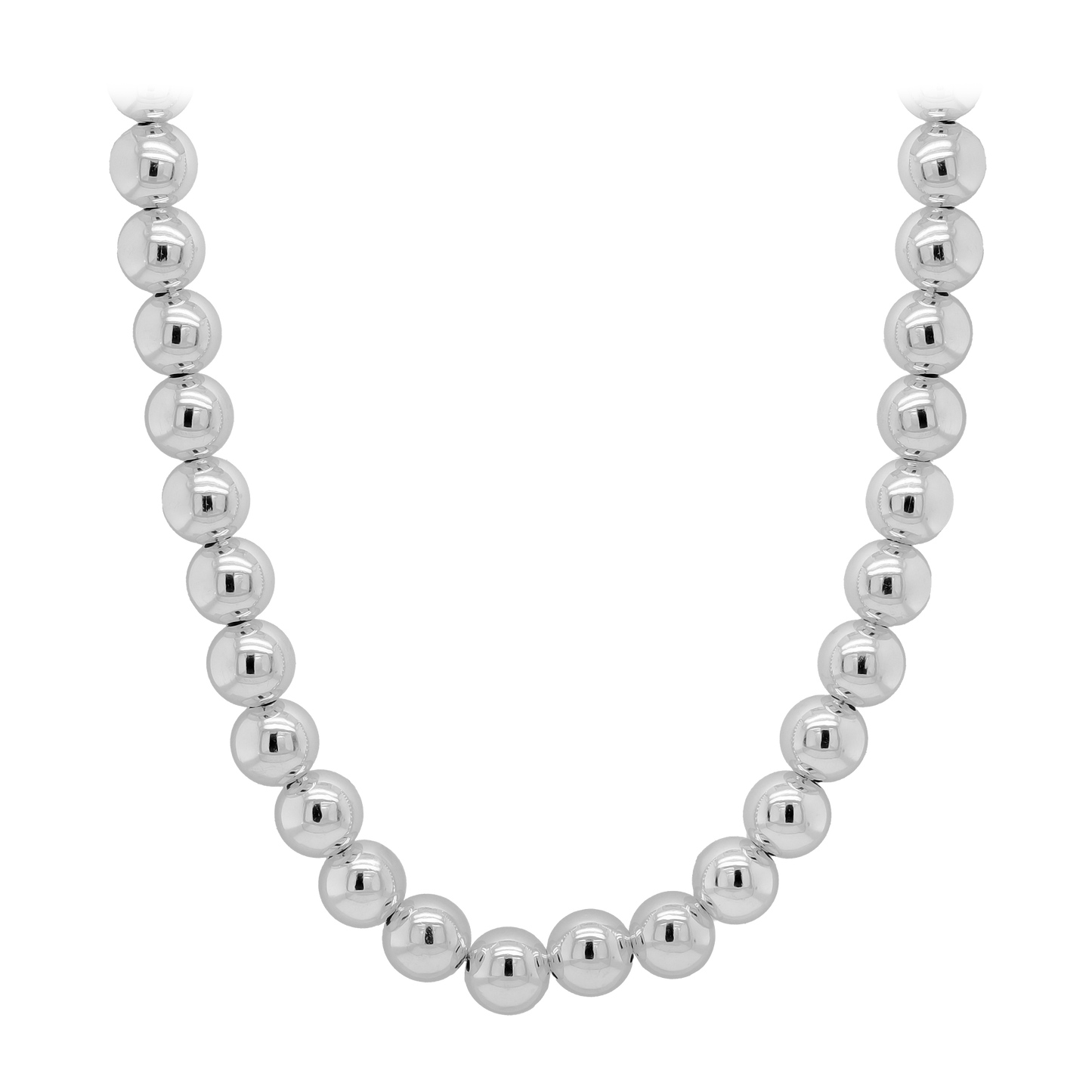 Sterling Silver Polished 10mm Bead Necklace 18"