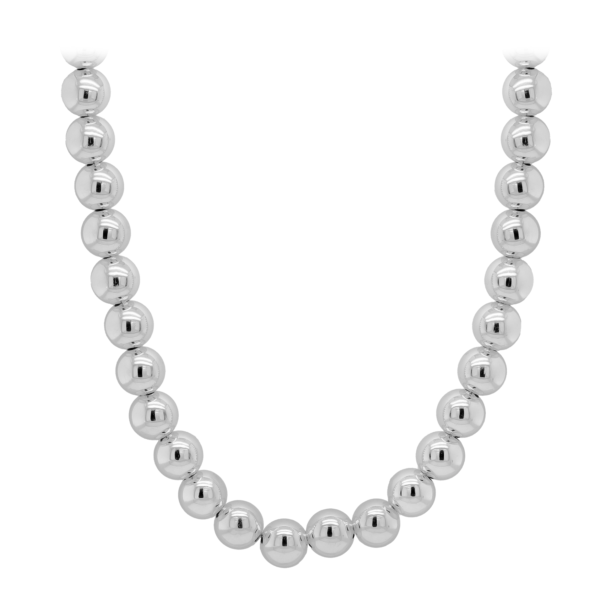 Sterling Silver Polished 10mm Bead Necklace 18"