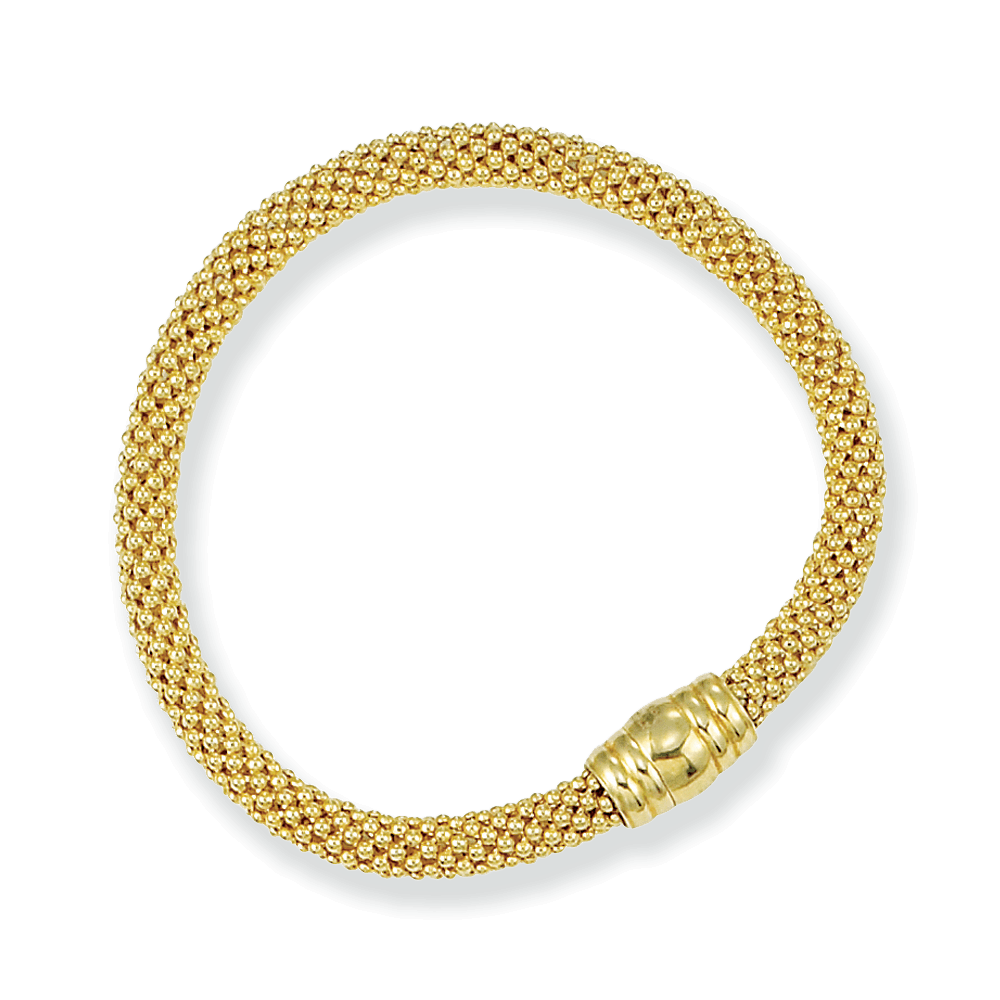 Franco Stellari Italian Sterling Silver Yellow Gold 6mm Popcorn Bracelet w/Magnetic Clasp, 7.5"
