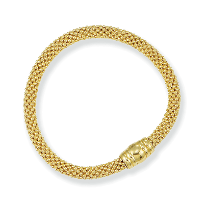 Franco Stellari Italian Sterling Silver Yellow Gold 6mm Popcorn Bracelet w/Magnetic Clasp, 7.5"
