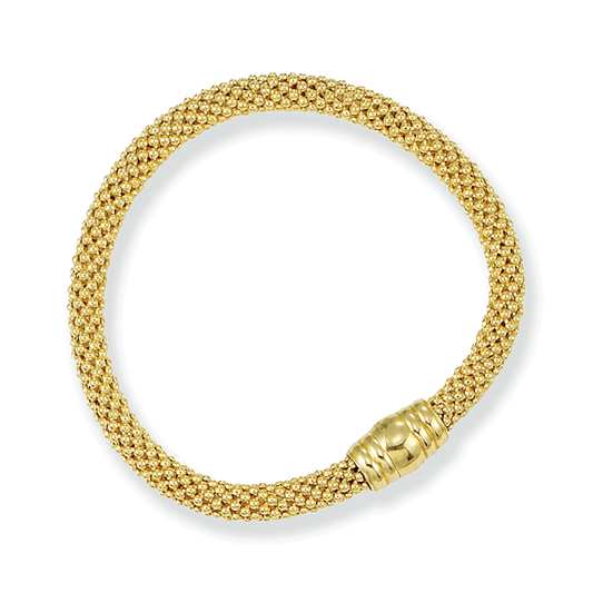 Franco Stellari Italian Sterling Silver Yellow Gold 6mm Popcorn Bracelet w/Magnetic Clasp, 7.5"