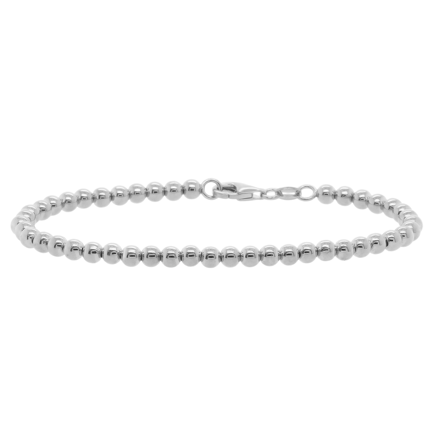 Sterling Silver Polished 4mm Bead Bracelet 7.5"