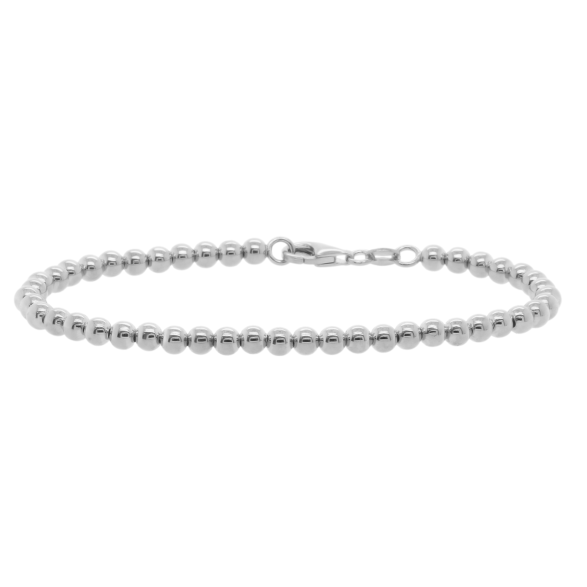 Sterling Silver Polished 4mm Bead Bracelet 7.5"