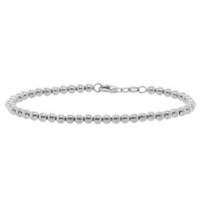 Sterling Silver Polished 4mm Bead Bracelet 7.5"