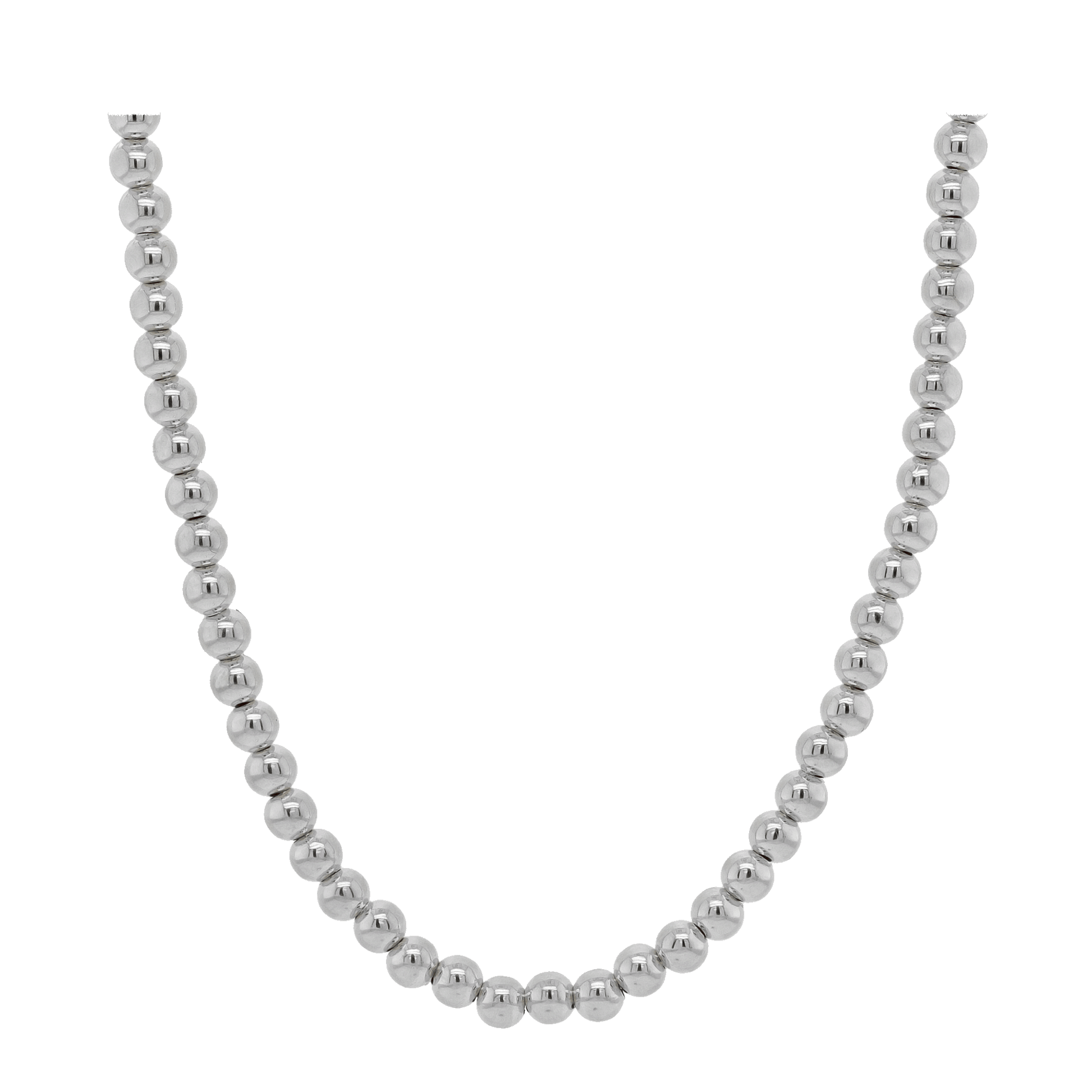 Sterling Silver Polished 4mm Bead Necklace 18"