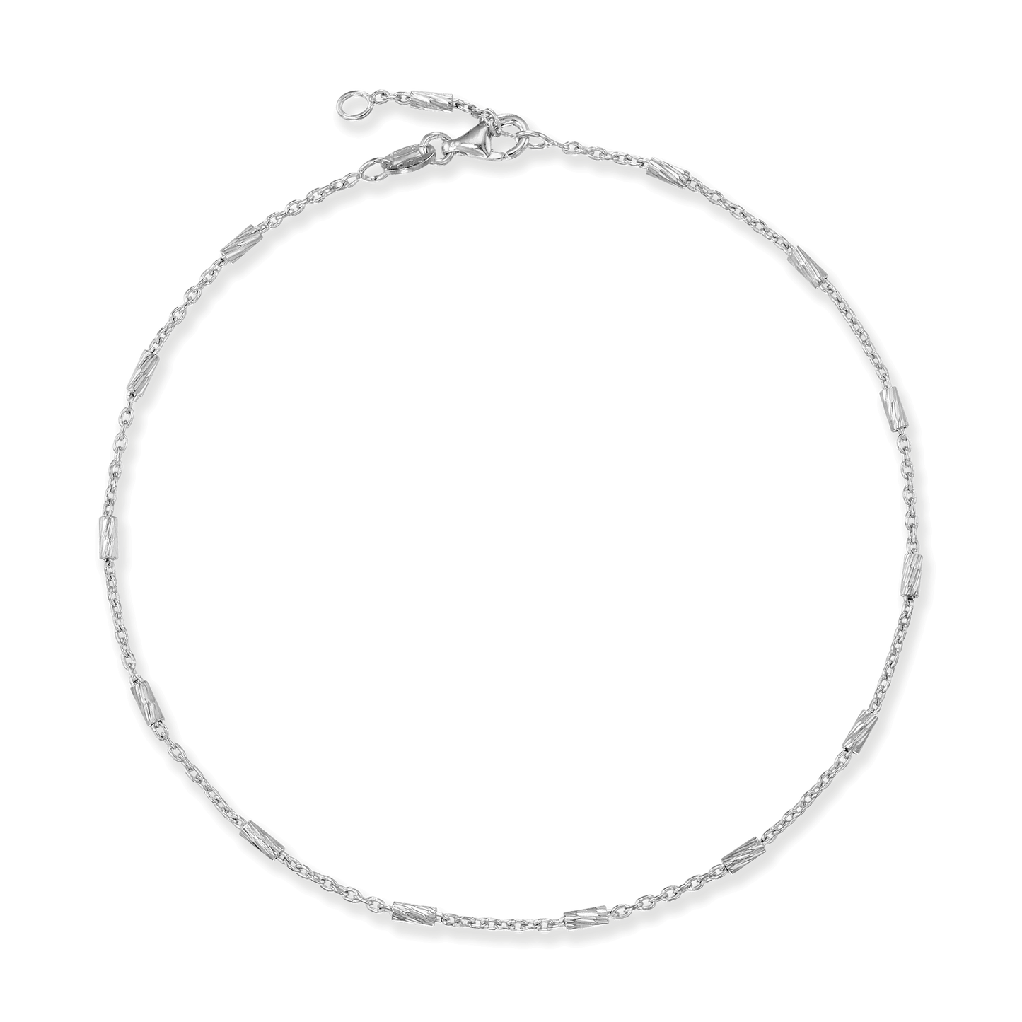 Sterling Silver Bar Stations on Cable Chain Anklet