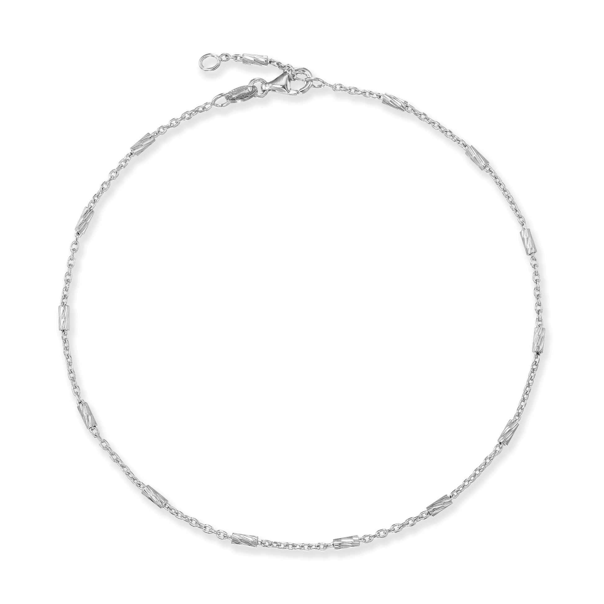 Sterling Silver Bar Stations on Cable Chain Anklet