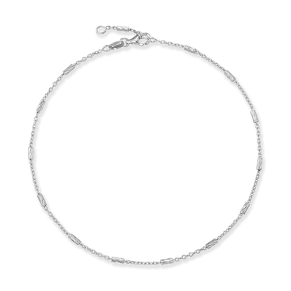 Sterling Silver Bar Stations on Cable Chain Anklet