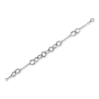 Franco Stellari Italian Sterling Silver Satin/Polished Link Bracelet, 7.5"