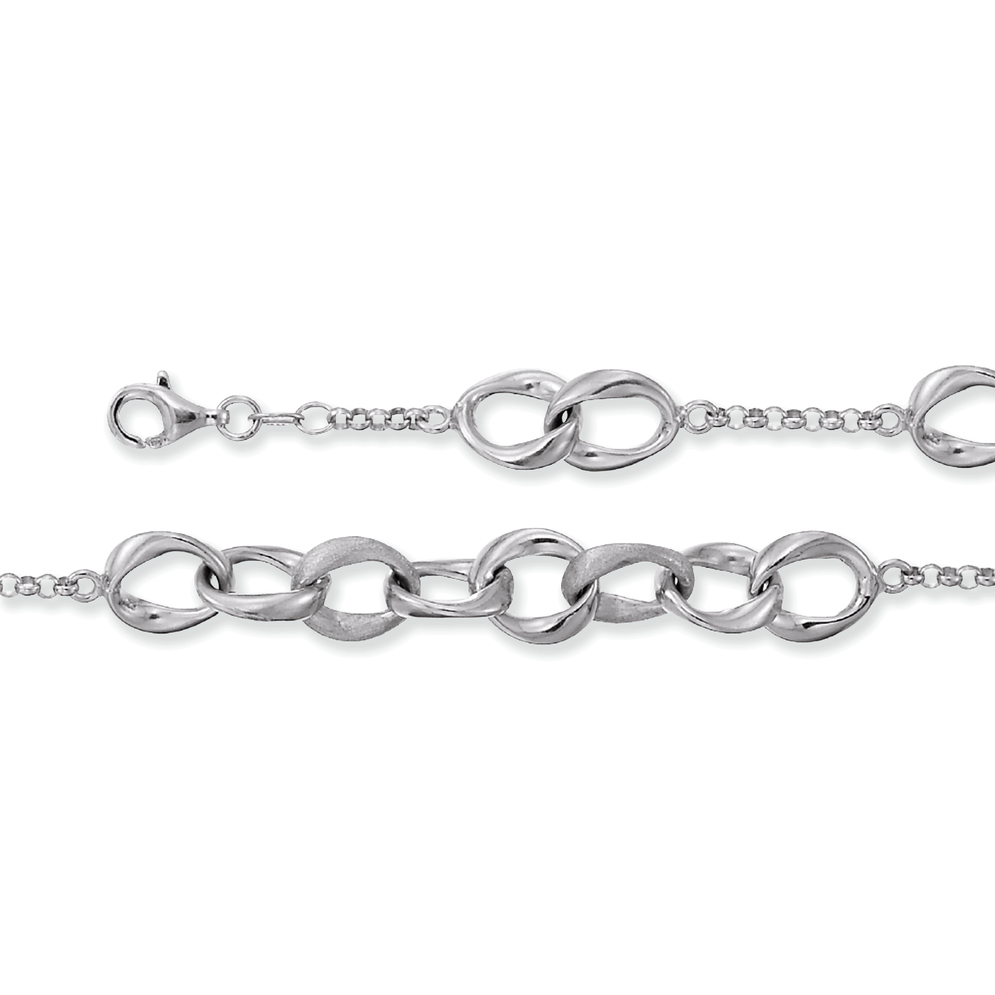 Franco Stellari Italian Sterling Silver Satin/Polished Link Bracelet, 7.5"