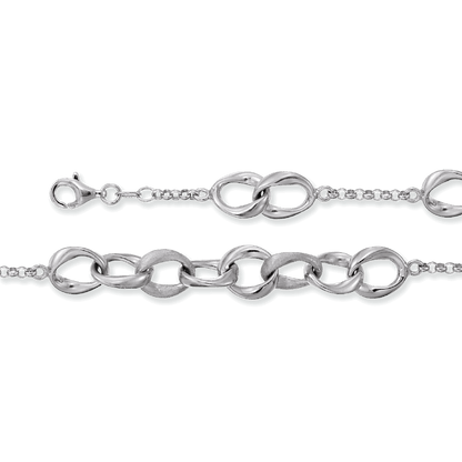 Franco Stellari Italian Sterling Silver Satin/Polished Link Bracelet, 7.5"